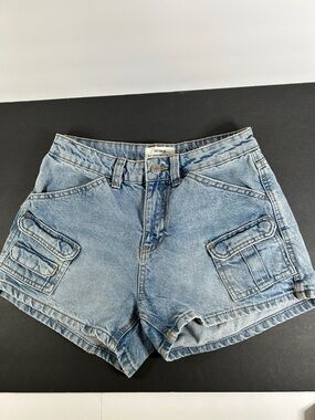 Cotton on denim jean shorts mini cargo pockets sz 8
